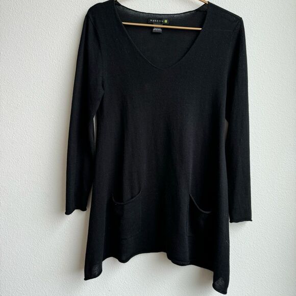 Babette 85% Silk 15% Cashmere Black V Neck Relaxed Sweater Size XS Petite - Picture 1 of 7
